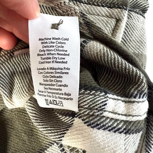 Frye Men’s Plaid Button Down Shirt Green Gray 100% Cotton Long Sleeve Medium - Picture 10 of 11